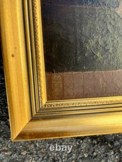 Tableau ancien Huile sur toile Le jeune fumeur Signé Cadre doré XIX