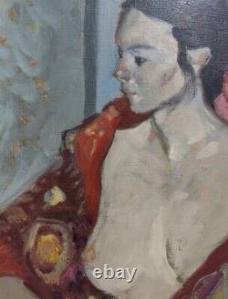 Tableau ancien Huile sur toile. Portrait de femme XXème