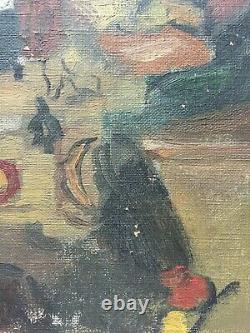 Tableau ancien, Huile sur toile, Scène d'intérieur, Peinture, Début XXe