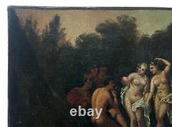 Tableau ancien, Huile sur toile, Scène de Bacchantes, XIXe ou avant