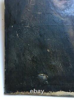 Tableau ancien, Huile sur toile à restaurer, Portrait d'homme, XIXe