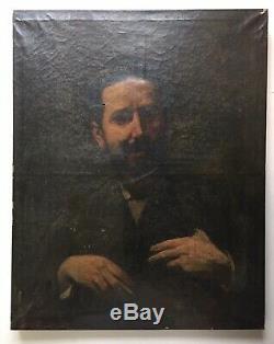 Tableau ancien Impressioniste 19ème Portrait Homme A RESTAURER gout Pablo Ruiz