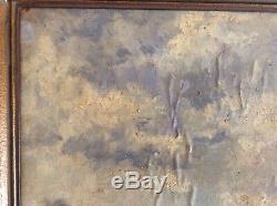 Tableau ancien Impressionniste Beau Paysage de Bocage Huile signée à Restaurer