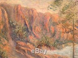 Tableau ancien Impressionniste marine côte Bretonne proche Henry MORET huile