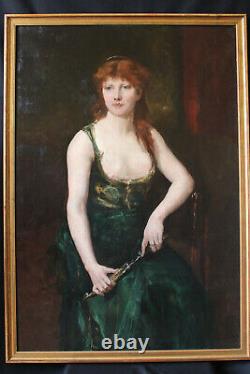 Tableau ancien Juana Romani Henner Carolus Duran Falguière rousse Médée portrait