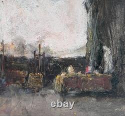 Tableau ancien Jules Brouwers (1869-1955) Atelier de l'artiste Interieur