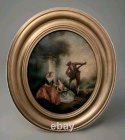 Tableau ancien La leçon de musique d'après Nicolas Lancret huile sur toile 19ème