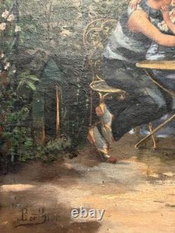 Tableau ancien Leopold Berthier (XIX-XX) Amours Apache, circa 1890