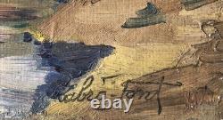 Tableau ancien Louis Labro-Font (1881-1952) L'église Saint-Geniès à MARTIGUES