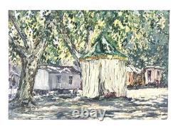 Tableau ancien Louis Labro-Font (1881-1952) Valréas (Vaucluse), fête du 4 août