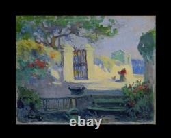 Tableau ancien, Louist Fortuney 1875-1951. Une rue à Roucas-Blanc, Marseille