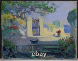 Tableau ancien, Louist Fortuney 1875-1951. Une rue à Roucas-Blanc, Marseille