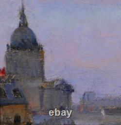 Tableau ancien Lucienne Capdevielle Paris paysage Panthéon Art Déco monument