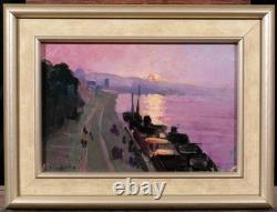 Tableau ancien Lucienne Capdevielle Paris paysage quais Seine Art Déco