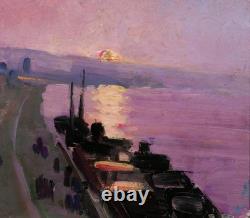 Tableau ancien Lucienne Capdevielle Paris paysage quais Seine Art Déco