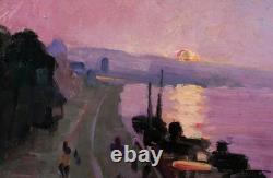 Tableau ancien Lucienne Capdevielle Paris paysage quais Seine Art Déco