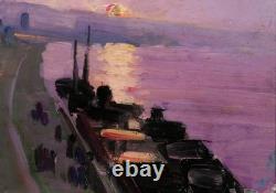 Tableau ancien Lucienne Capdevielle Paris paysage quais Seine Art Déco