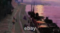 Tableau ancien Lucienne Capdevielle Paris paysage quais Seine Art Déco