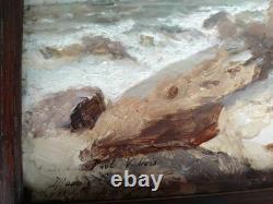 Tableau ancien Marine MAURICE COURANT 1876 Huile sur panneau, signé