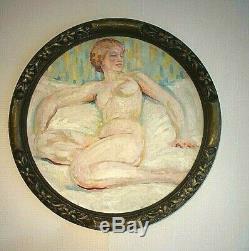 Tableau ancien Médaillon Nu féminin Robert Lefort des Ylousses Impressionnisme
