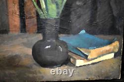 Tableau ancien Nature morte fleurs tulipes école de Rouen début XXème