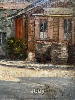 Tableau ancien Paris huile Quai de Bercy halle aux vins Jules Pornin 1887