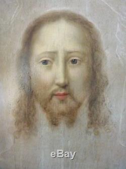 Tableau ancien Paulus Du Boys. Christ, Sainte Face. Huile sur bois. 17ème