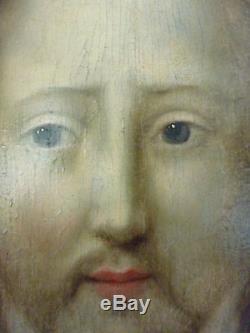 Tableau ancien Paulus Du Boys. Christ, Sainte Face. Huile sur bois. 17ème