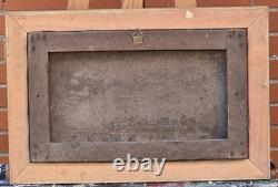 Tableau ancien. Paysage Animé. Peinture huile sur toile