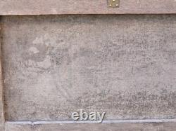 Tableau ancien. Paysage Animé. Peinture huile sur toile