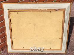 Tableau ancien Paysage Bord de Rivière Animé Peinture huile sur panneau D Isorel