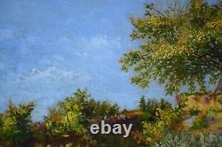 Tableau ancien, Paysage impressionniste. École française vers 1900