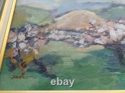 Tableau ancien Peinture Originale Huile Signée Encadrée Pommiers En fleurs