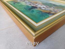 Tableau ancien Peinture Originale Huile Signée Encadrée Pommiers En fleurs