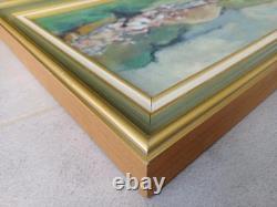 Tableau ancien Peinture Originale Huile Signée Encadrée Pommiers En fleurs