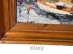 Tableau ancien Pierre MONETEAU huile sur panneau Port de La Rochelle signé