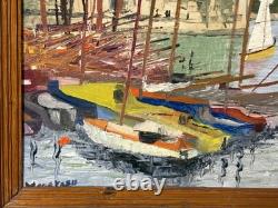 Tableau ancien Pierre MONETEAU huile sur panneau Port de La Rochelle signé