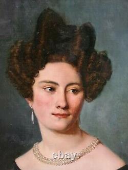 Tableau ancien Portrait Dame De Qualité Louis DAVID début XIXÈME