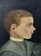Tableau ancien. Portrait Gar&ccedil;on de profil peinture sur toile sign&eacute;e XIXe si&egrave;cle