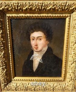 Tableau ancien. Portrait Homme Bourgeois Peinture huile sur toile