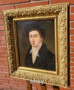 Tableau ancien. Portrait Homme Bourgeois Peinture huile sur toile