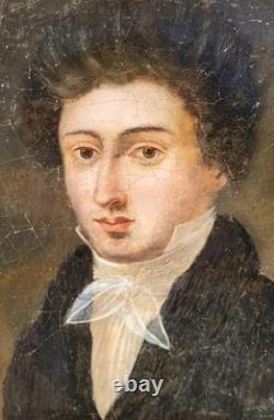 Tableau ancien. Portrait Homme Bourgeois Peinture huile sur toile