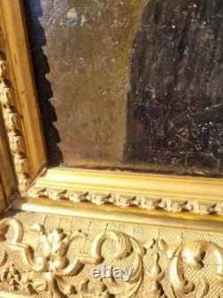 Tableau ancien. Portrait Homme Bourgeois Peinture huile sur toile Tableau ancien. Portrait Homme Bourgeois Peinture huile sur toile