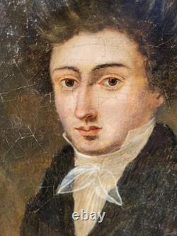 Tableau ancien. Portrait Homme Bourgeois Peinture huile sur toile