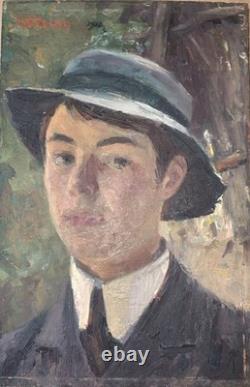 Tableau ancien Portrait Homme Huile Sur Panneau De Jacques Patissou 1880-1925