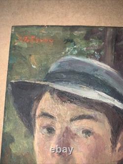 Tableau ancien Portrait Homme Huile Sur Panneau De Jacques Patissou 1880-1925