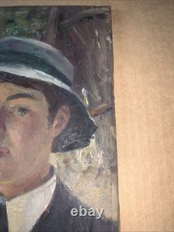Tableau ancien Portrait Homme Huile Sur Panneau De Jacques Patissou 1880-1925