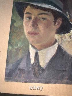 Tableau ancien Portrait Homme Huile Sur Panneau De Jacques Patissou 1880-1925