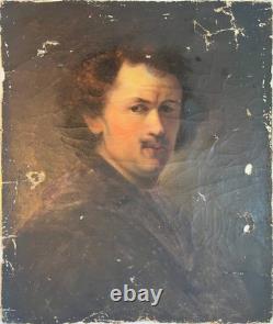 Tableau ancien Portrait de Rembrandt pour restauration