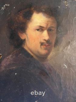 Tableau ancien Portrait de Rembrandt pour restauration